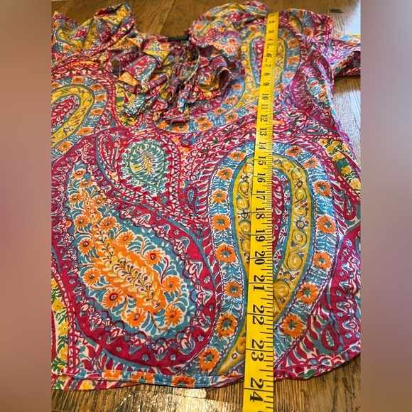 🩷 LAUREN RALPH LAUREN PETITE – Multicolour Paisley Ruffle Blouse – Size PL/G - Picture 5 of 11